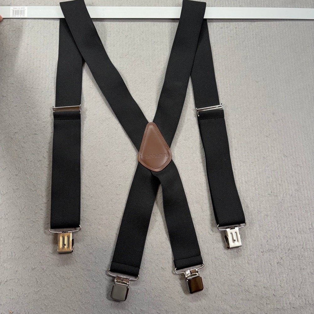 Carhartt Suspenders Mens OS Black Heavy Duty Adjustable X-Back Clip-On Workwear